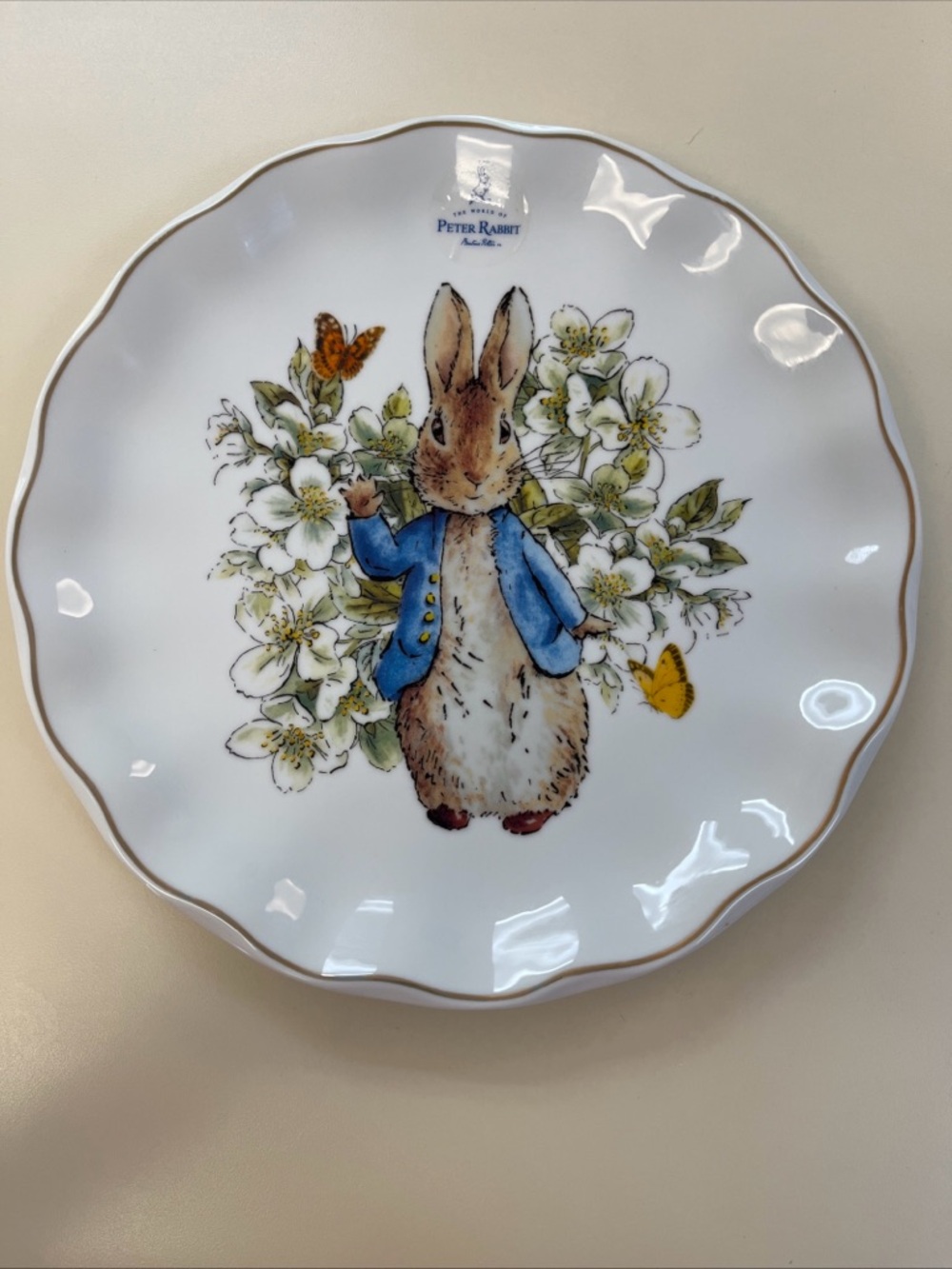Beatrix Potter Peter Rabbit Dinner Plate 10 3/4 Inches w/ Scalloped Edging